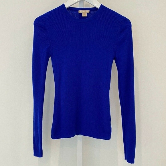 MICHAEL KORS BLUE CASHMERE SWEATER SIZE X-SMALL - Picture 2 of 16